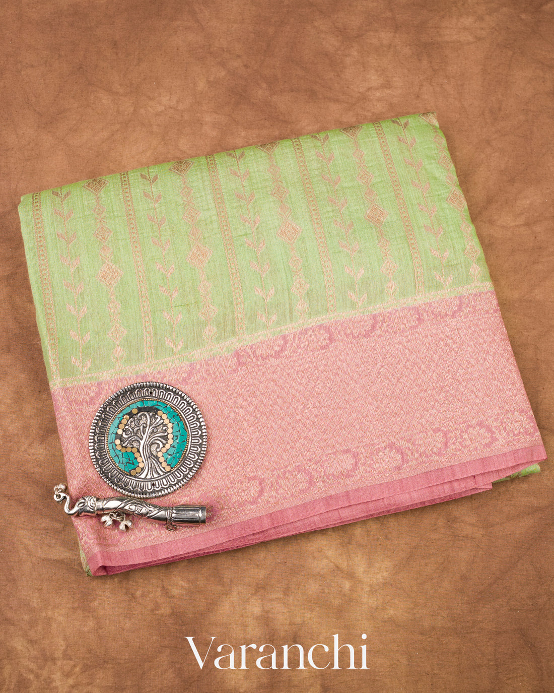 Pista Green Pure Moonga Silk Saree