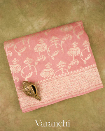 Dusty Rose Pure Moonga Silk Saree