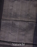 Charcoal Black Jamdani Pure Muslin Silk Handloom Saree
