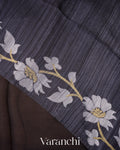 Charcoal Black Jamdani Pure Muslin Silk Handloom Saree