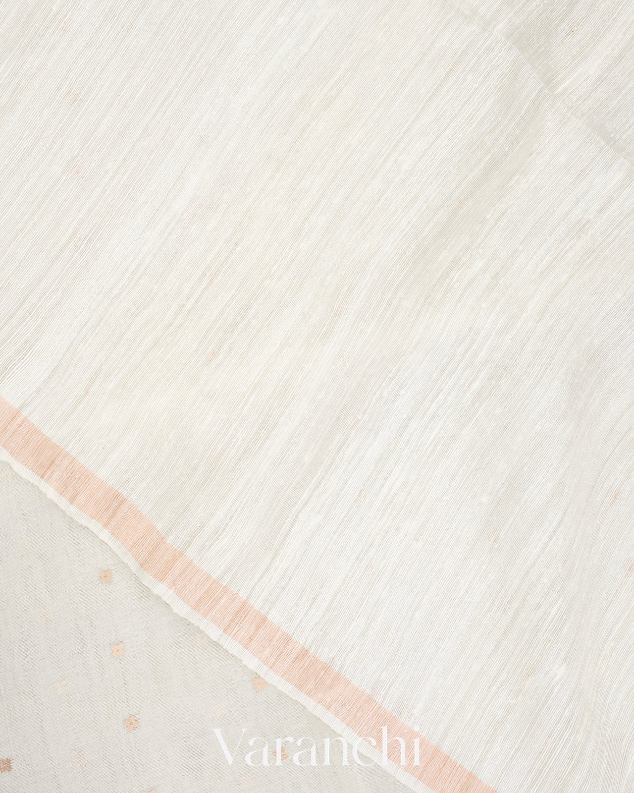 Off White Pure Muslin Silk with Jamdani Pallu Handloom Saree