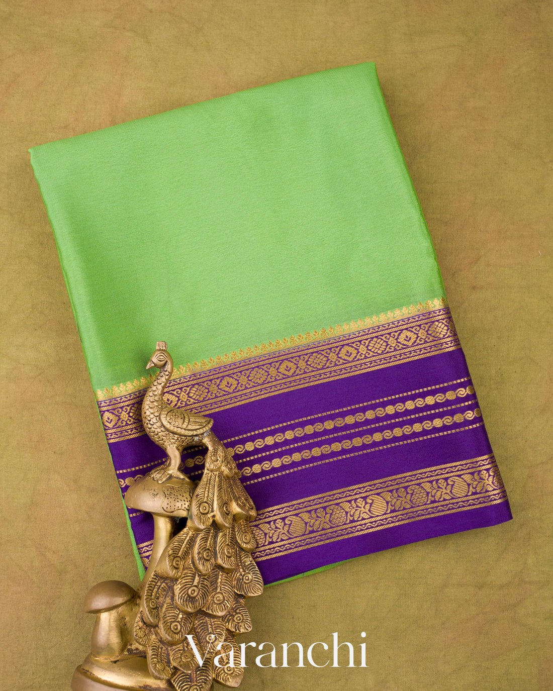 Pista Green Pure Mysore Crepe Silk Saree