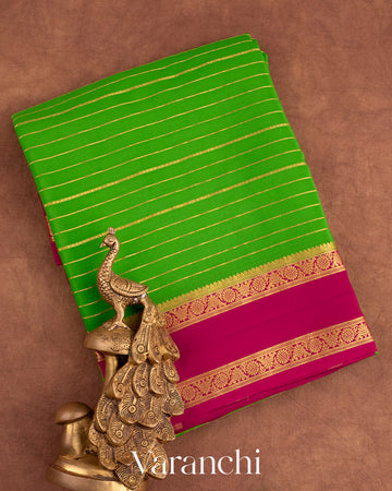 Parrot Green Pure Mysore Silk Saree