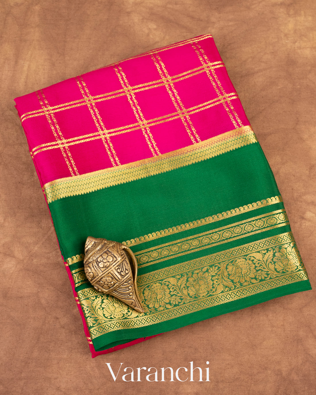 Rani Pink Pure Mysore Crepe Silk Saree