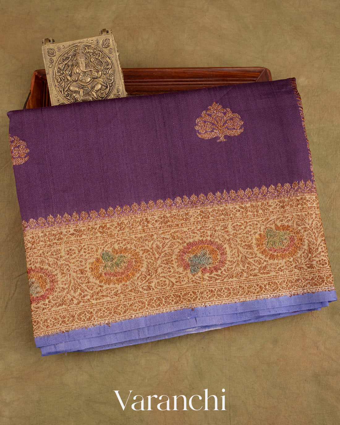 Deep Violet Pure Tussar Silk Handloom Saree