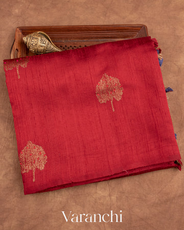 Maroon Borderless Pure Raw Silk Handloom Saree