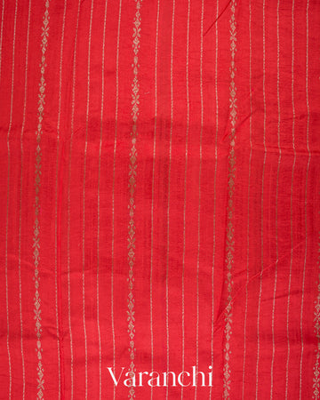 Bright Red Pure Raw Silk Handloom Saree