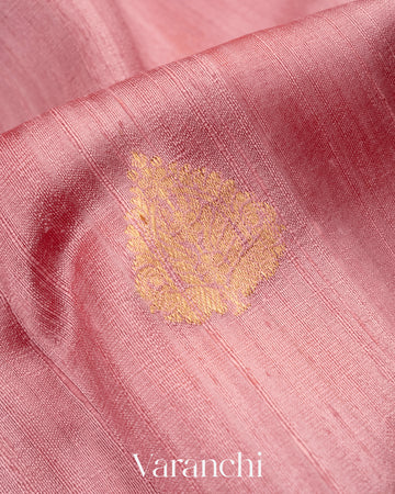 Baby Pink Pure Raw Silk Handloom Saree
