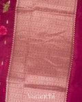 Burgundy Floral Printed Pure Raw Mango Silk Handloom Saree