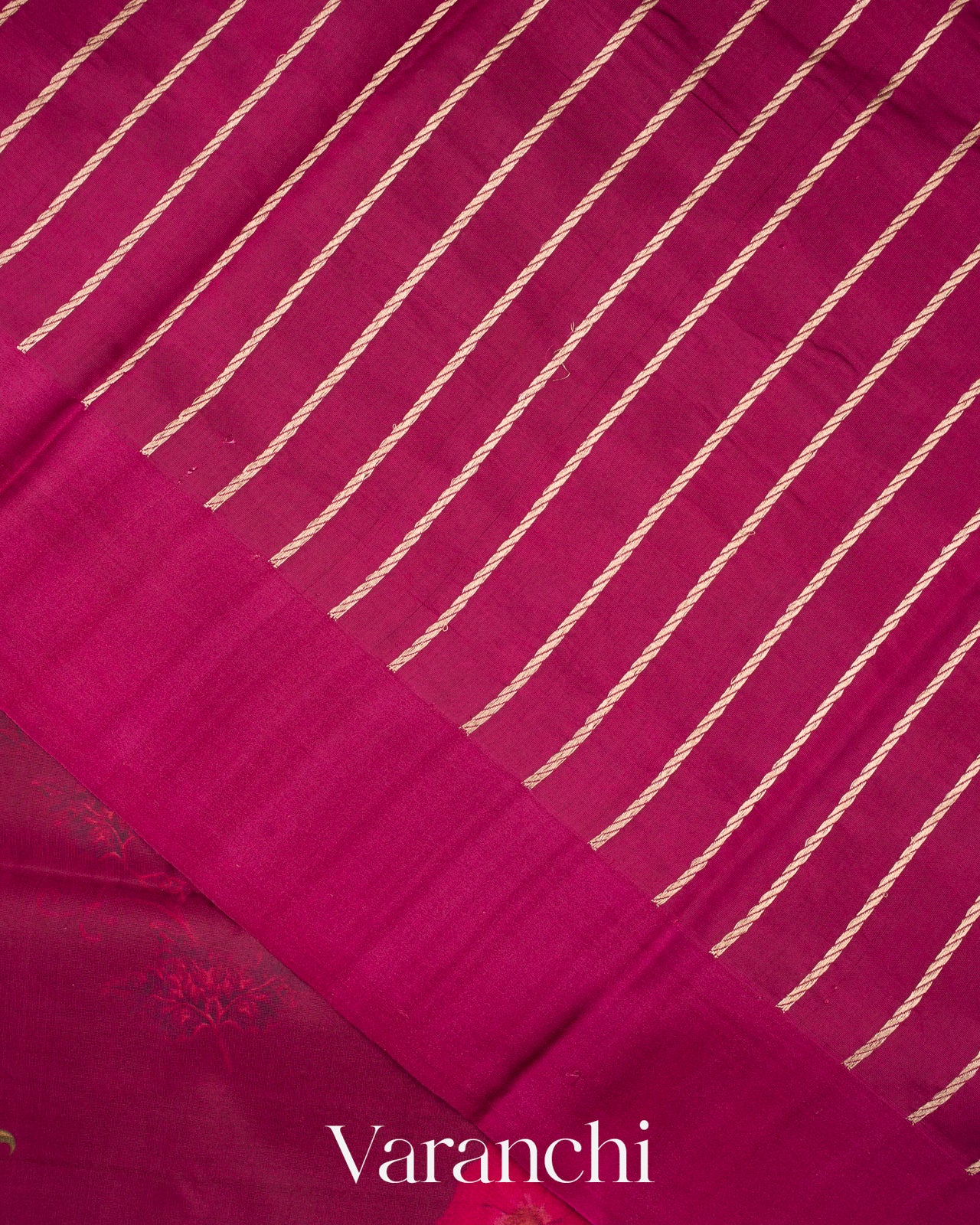 Burgundy Floral Printed Pure Raw Mango Silk Handloom Saree