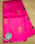 Rani Pink Borderless Pure Raw Silk Handloom Saree