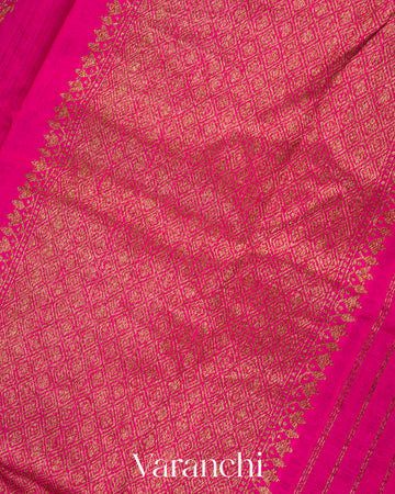 Rani Pink Borderless Pure Raw Silk Handloom Saree