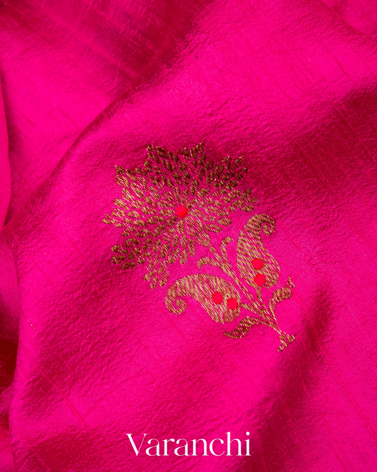 Rani Pink Borderless Pure Raw Silk Handloom Saree