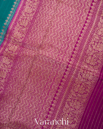 Peacock Blue Pure Raw Silk Handloom Saree