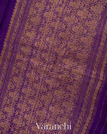 Violet Borderless Pure Raw Silk Handloom Saree