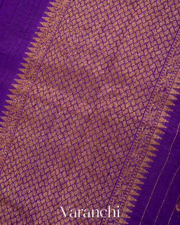 Violet Borderless Pure Raw Silk Handloom Saree