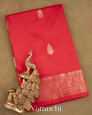 Red Pure Katan Silk Handloom Saree