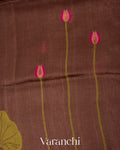 Chocolate Brown Jamdani Pure Silk Linen Handloom Saree