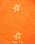 Burnt Orange Jamdani Pure Silk Linen Handloom Saree