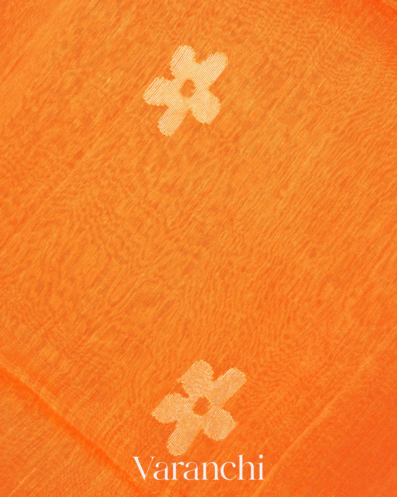 Burnt Orange Jamdani Pure Silk Linen Handloom Saree