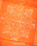Burnt Orange Jamdani Pure Silk Linen Handloom Saree