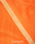 Burnt Orange Jamdani Pure Silk Linen Handloom Saree