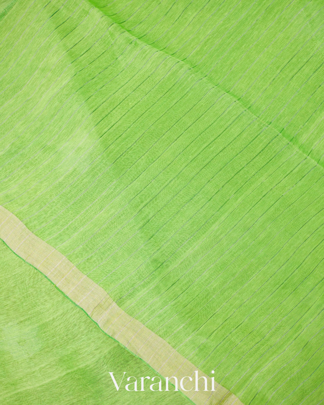 Parrot Green Jamdani Pure Silk Linen Handloom Saree