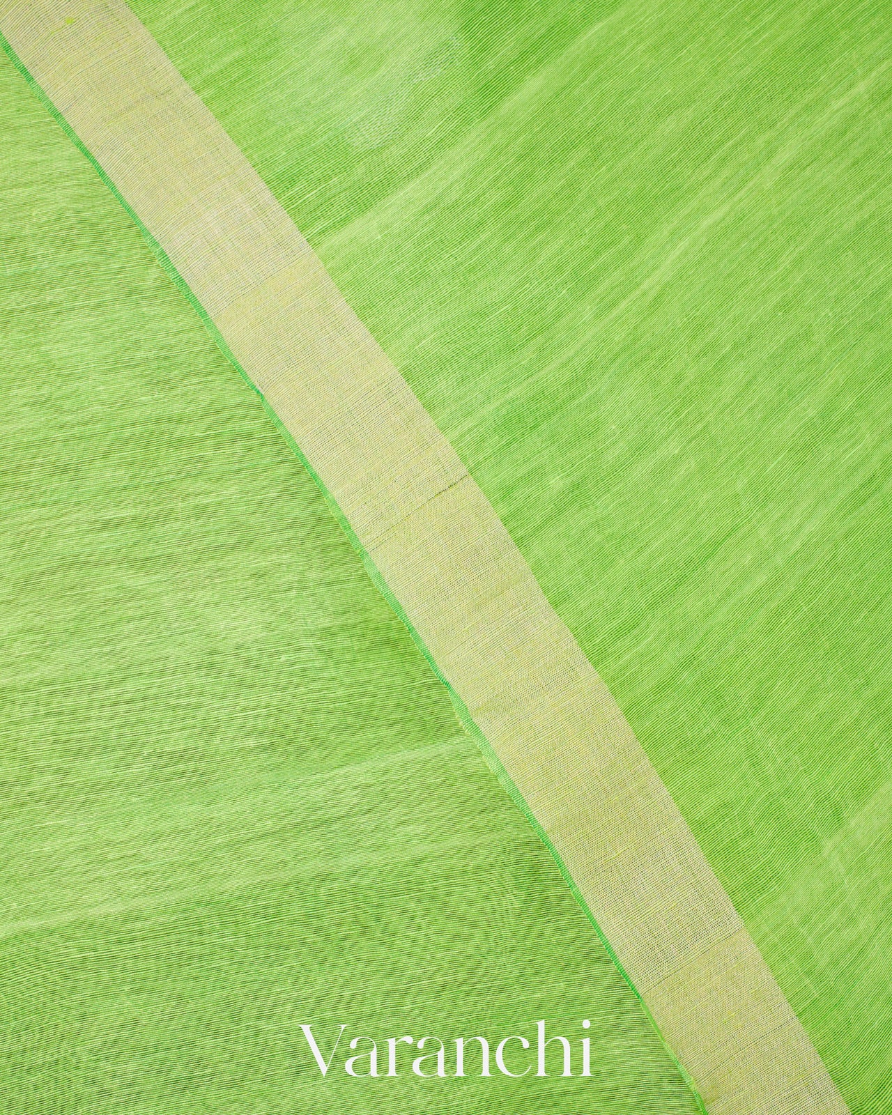 Parrot Green Jamdani Pure Silk Linen Handloom Saree