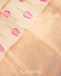 Off White Jamdani Pure Silk Linen Handloom Saree