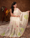 Off White Jamdani Pure Silk Linen Handloom Saree
