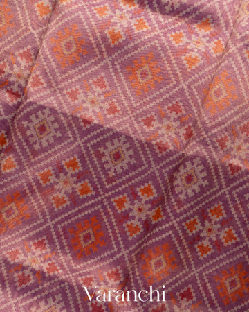 Purple Tissue Printed Pure Kora Silk Saree