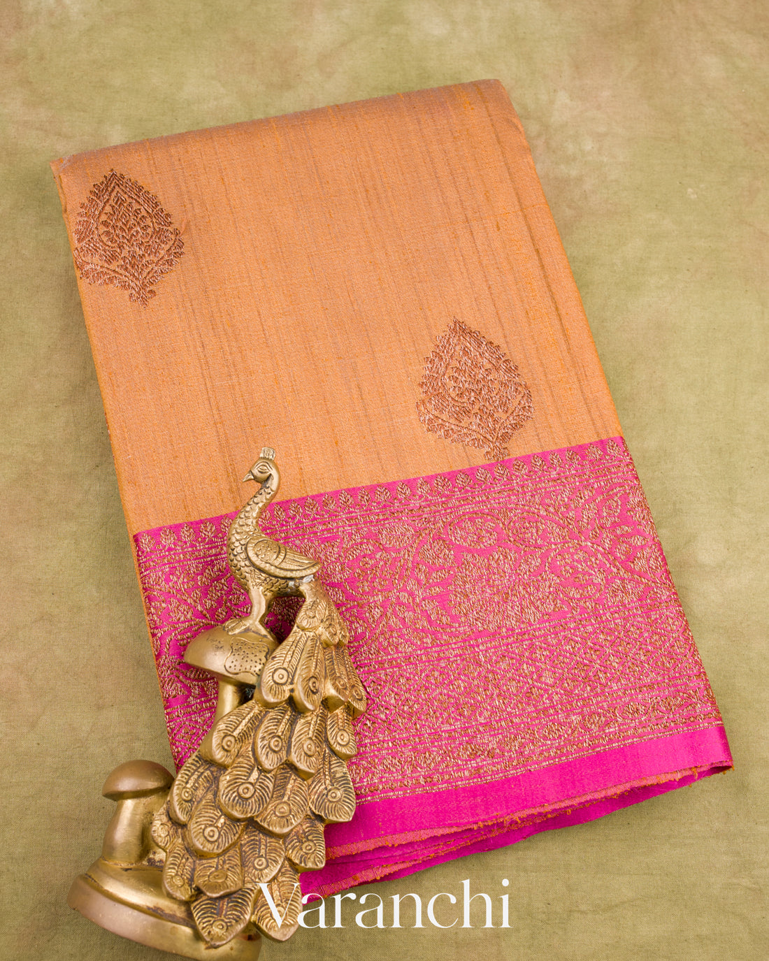 Deep Mustard Pure Tussar Silk Handloom Saree