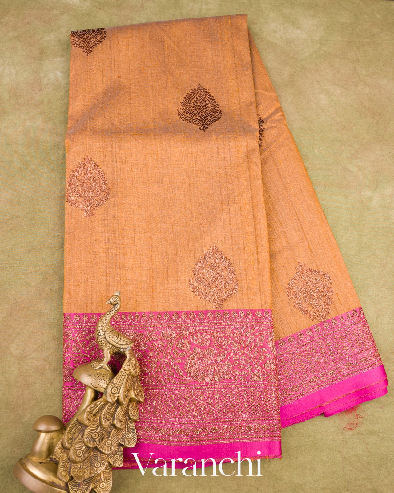 Deep Mustard Pure Tussar Silk Handloom Saree