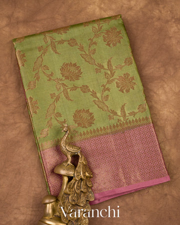 Pista Green Pure Tussar Silk Saree