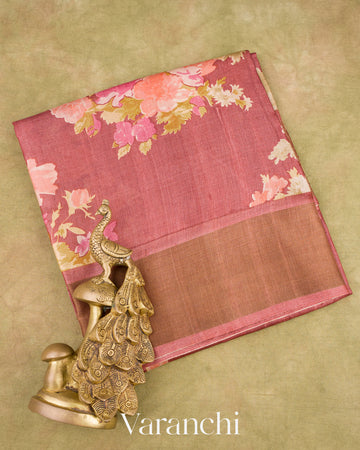 Light Wine Pure Tussar Silk Saree