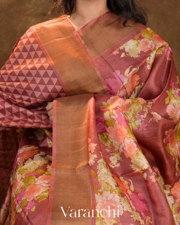 Light Wine Pure Tussar Silk Saree