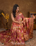 Light Wine Pure Tussar Silk Saree