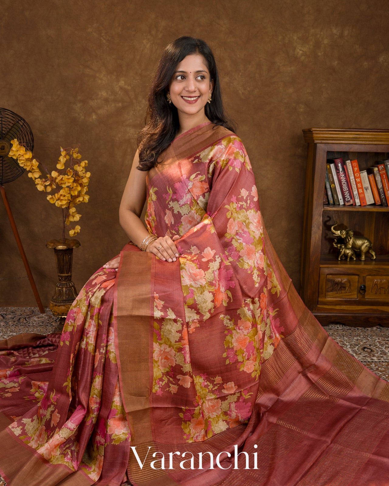 Light Wine Pure Tussar Silk Saree