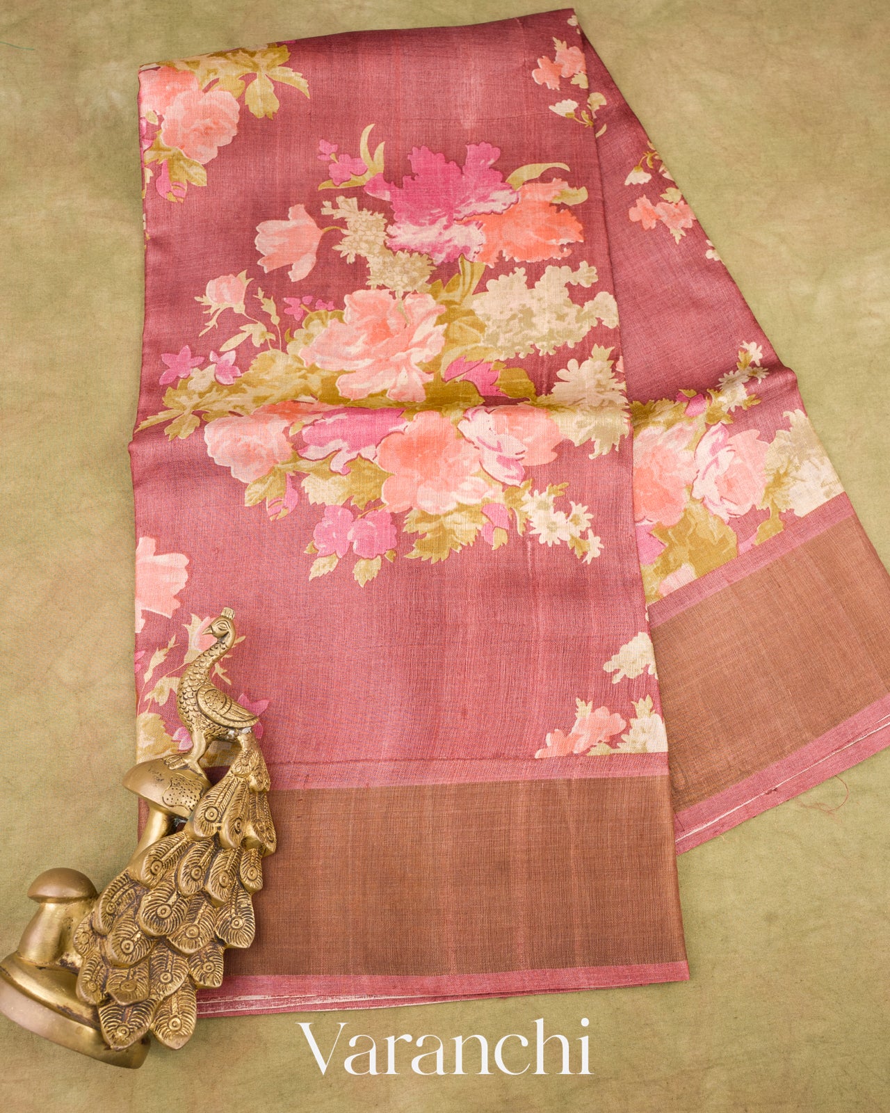 Light Wine Pure Tussar Silk Saree