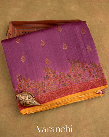 Light Purple Pure Tussar Silk Handloom Saree