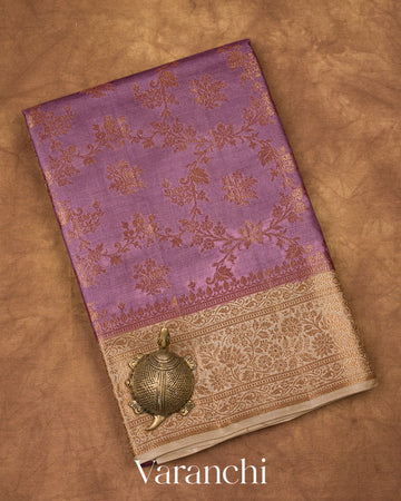 Purple Pure Tussar Silk Saree