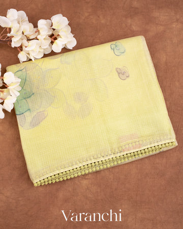 Soft Mehandi Green Pure Tussar Kota Silk Handloom Saree