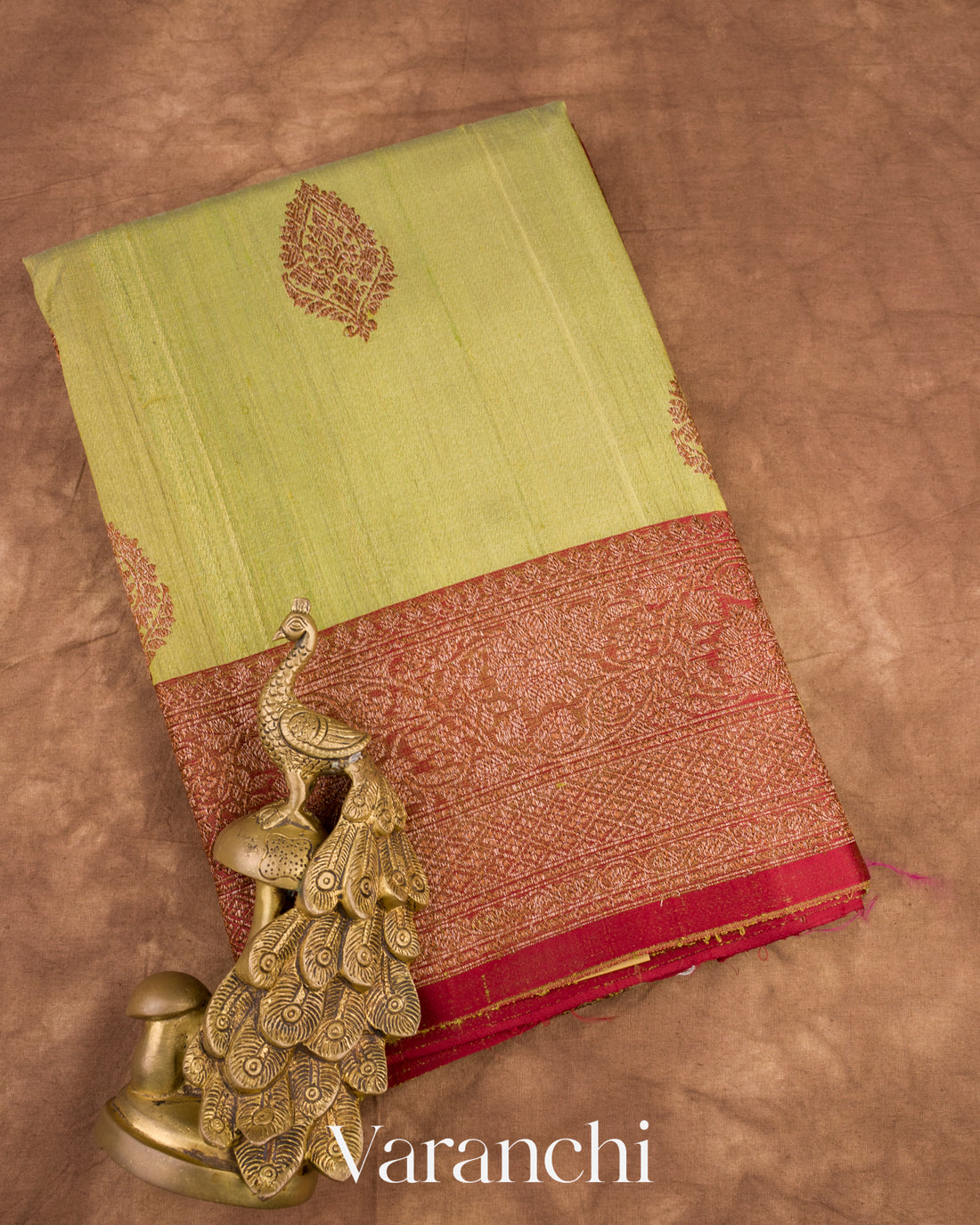 Pista Green Pure Tussar Silk Handloom Saree