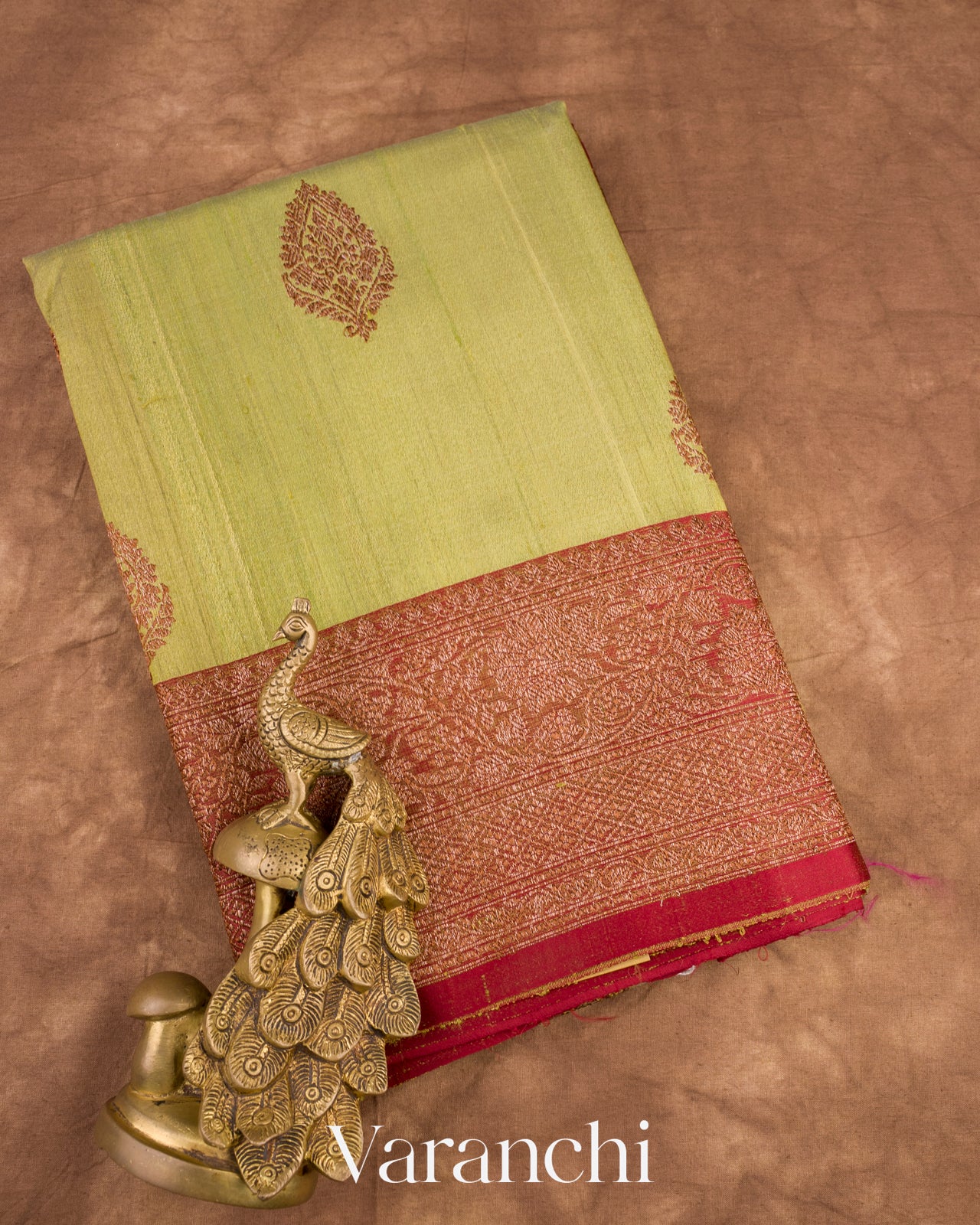 Pista Green Pure Tussar Silk Handloom Saree