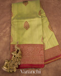 Pista Green Pure Tussar Silk Handloom Saree
