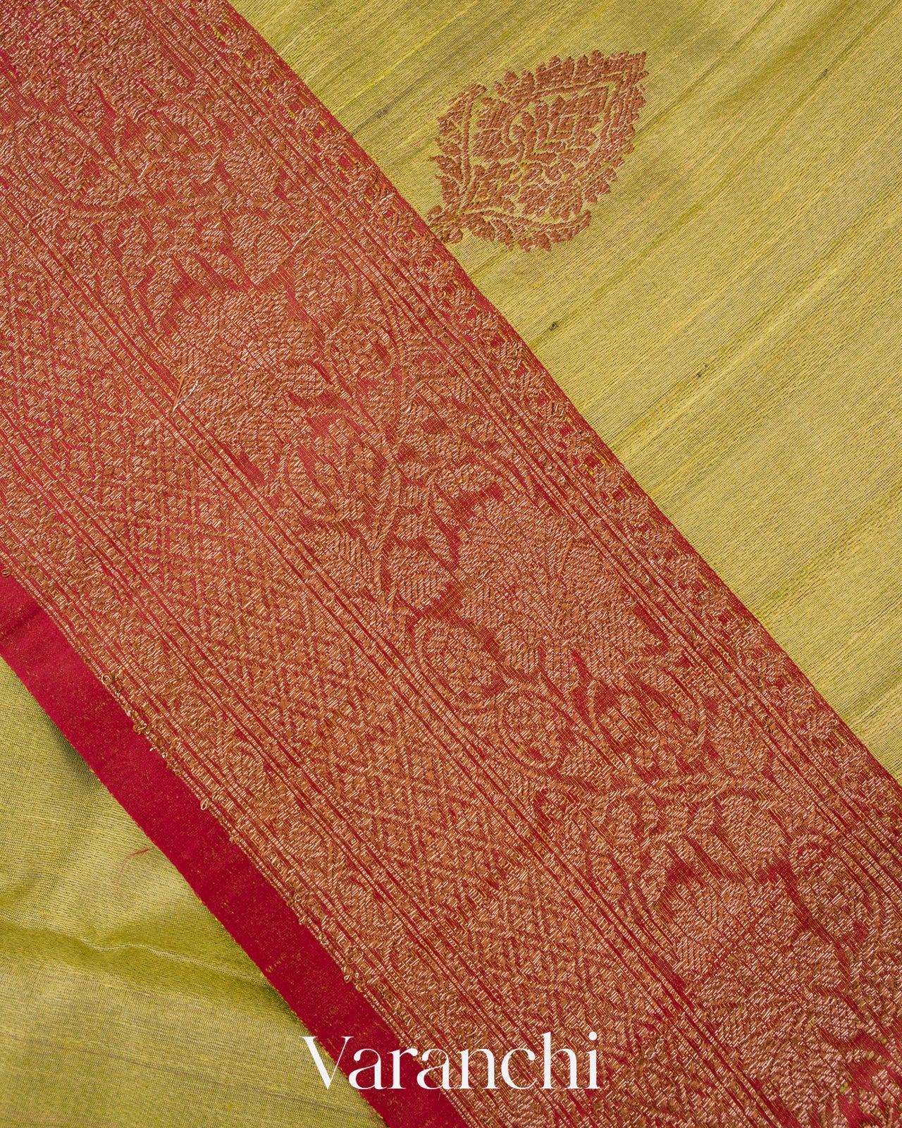 Pista Green Pure Tussar Silk Handloom Saree