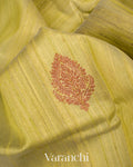 Pista Green Pure Tussar Silk Handloom Saree