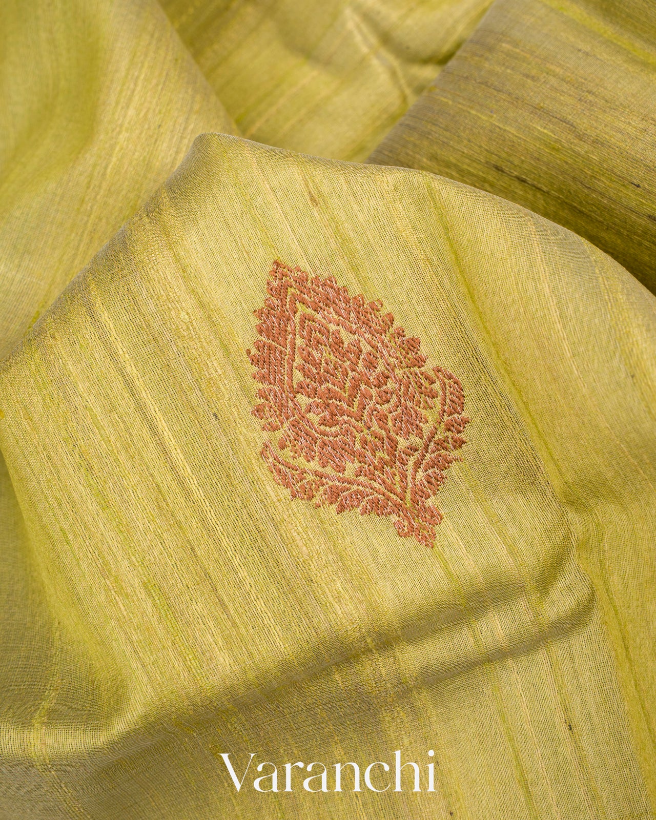 Pista Green Pure Tussar Silk Handloom Saree