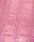 Pink Mirror Hand-Embroidered Pure Tussar Silk Handloom Saree