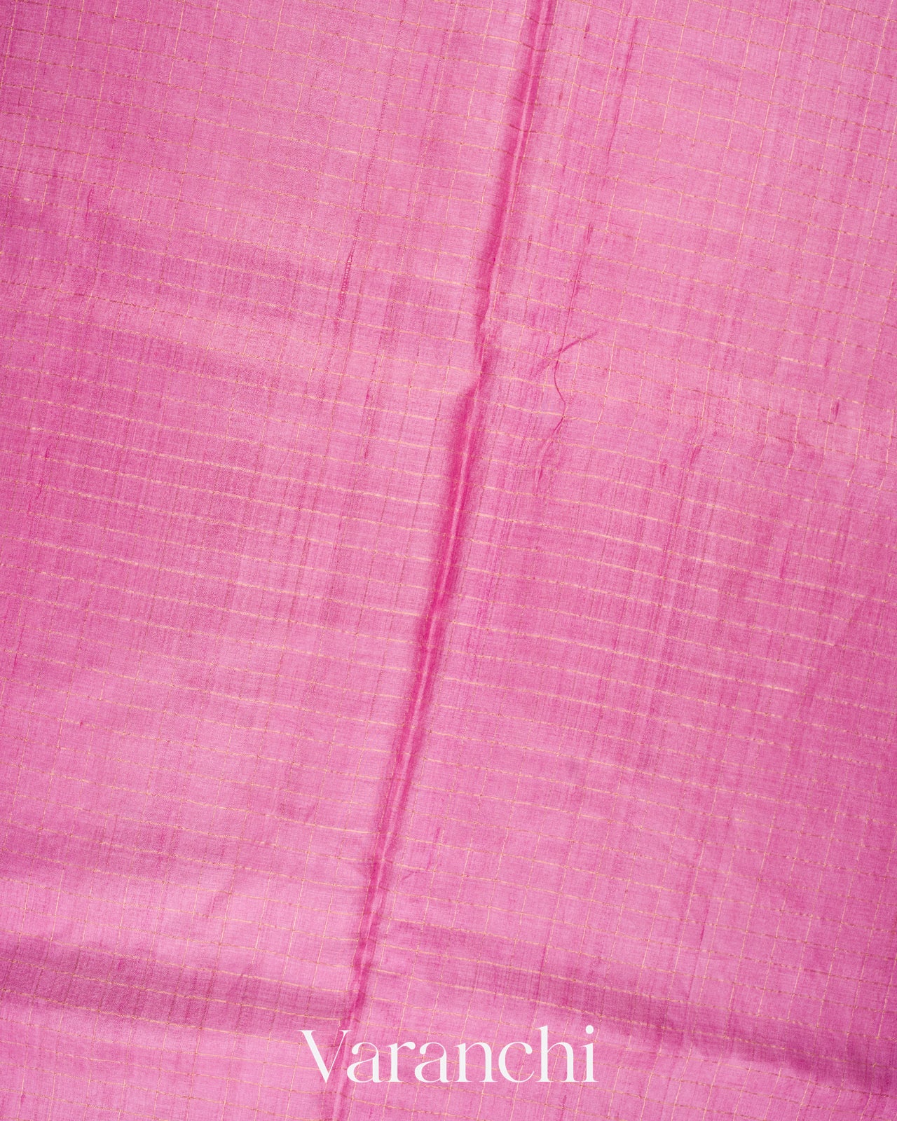 Pink Mirror Hand-Embroidered Pure Tussar Silk Handloom Saree